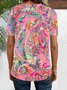 Crew Neck Paisley Casual Loose T-Shirt