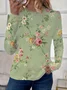 Women's Floral Print Casual Crew Neck Long Sleeve T-Shirt