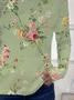 Women's Floral Print Casual Crew Neck Long Sleeve T-Shirt