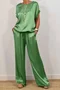 Women's Plain Daily Going Out Two-Piece Set White Casual Summer Top With Pants Matching Set