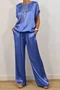 Women's Plain Daily Going Out Two-Piece Set White Casual Summer Top With Pants Matching Set