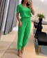 Women's Plain Daily Going Out Two-Piece Set darkgreen Casual Summer Top With Pants Matching Set
