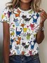 Casual Crew Neck Jersey Animal Picture T-Shirt