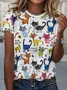 Casual Crew Neck Jersey Animal Picture T-Shirt