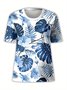 Crew Neck Tropical Casual T-Shirt