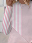Women's Striped Printed Casual Round Neck Long Sleeve T-Shirt