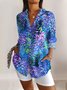 Geometric Casual V Neck Shirt