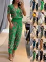 Women's Plain Daily Going Out Two-Piece Set darkgreen Casual Summer Top With Pants Matching Set