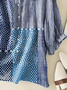 Women's Polka Dot Stripe Stitching Print Casual Peter Pan Collar Shirt