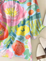 Women's Floral Print Casual Peter Pan Collar Shirt