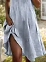 Women's Striped Print Lapel Short Sleeve Dress