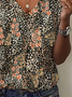 Women's Floral Print Casual V-Neck Short Sleeve T-Shirt