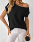 Women's knitwear Y2K summer knit sweater curved beaded ice silk fabric knitted pullover oblique shoulder round neck top