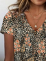 Women's Floral Print Casual V-Neck Short Sleeve T-Shirt