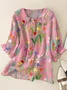 Women's Floral Print Casual Peter Pan Collar Shirt