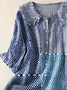Women's Polka Dot Stripe Stitching Print Casual Peter Pan Collar Shirt