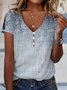 Print Casual V Neck Short Sleeve T-Shirt