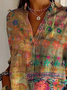 Women's Long Sleeve Shirt Spring/Fall As Picture Floral Buckle Shirt Collar Daily Going Out Casual Top