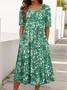 Crew Neck Cotton Regular Fit Casual Dress With No