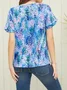 Print Casual V Neck Short Sleeve T-Shirt