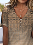 Print Casual V Neck Short Sleeve T-Shirt