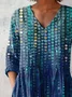 Women's Abstract Print Casual V Neck Blouse