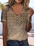 Print Casual V Neck Short Sleeve T-Shirt