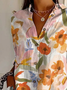 Women's Long Sleeve Shirt Spring/Fall As Picture Floral Buckle Shirt Collar Daily Going Out Casual Top