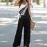 Women's Plain Daily Going Out Two-Piece Set Blue Casual Summer Top With Pants Matching Set