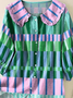 Women's Geometric Pattern Art Print Casual Peter Pan Collar Cotton Shirt