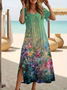 Women's Floral Print Casual Round Neck Short Sleeve Dress