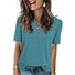 Women's Short Sleeve T-shirt Summer Lake Blue Plain Cotton V Neck Daily Going Out Casual Top