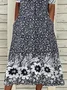 Women's Short Sleeve Summer Black Floral Printing Crew Neck Daily Going Out Casual Maxi H-Line Shift Dress Dress