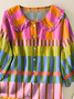 Women's Geometric Pattern Art Print Casual Peter Pan Collar Cotton Shirt