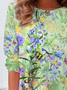 Women's Floral Print Casual Crew Neck Tunic T-Shirt