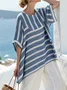 Cotton and linen women's striped suit