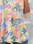 Women's Floral Print Casual Crew Neck Tunic T-Shirt