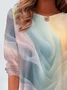 Women's Ombre Printed Casual Crew Neck Tunic T-Shirt