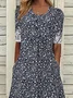 Women's Short Sleeve Summer Black Floral Printing Crew Neck Daily Going Out Casual Maxi H-Line Shift Dress Dress