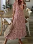 Women Geometric Boho Summer V neck Micro-Elasticity Daily Maxi Half Sleeve Regular Dresses