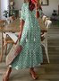 Women Geometric Boho Summer V neck Micro-Elasticity Daily Maxi Half Sleeve Regular Dresses