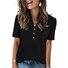 Women's Short Sleeve T-shirt Summer Lake Blue Plain Cotton V Neck Daily Going Out Casual Top