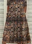 Women's Short Sleeve Summer Brown Floral Printing V Neck Daily Going Out Casual Maxi H-Line Fit & Flare Dress Dress
