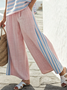 Striped T-shirt Linen Blend Loose Casual Two Piece Set