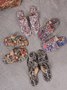 Ethnic Retro Flat Toe Slippers 2025 Summer New Breathable Printed Roman Style Slippers