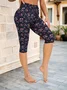 Women's Spring and Summer Floral Print Casual Midi Leggings