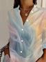 Women's Long Sleeve Shirt Spring/Fall As Picture Ombre Buckle Shirt Collar Daily Going Out Casual Top