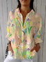Women's Retro Floral Print Casual Cotton And Linen Shirt
