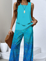 Casual Regular Fit Gradient Pattern Two-Piece Set With No