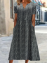 Women's Short Sleeve Summer Black Leopard Printing V Neck Daily Going Out Casual Maxi H-Line Fit & Flare Dress Dress